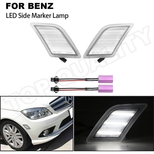 2PCS Clear Smoked Lens Front LED Side Marker Turn Light Light Lamp For Mercedes-Benz W204 2008 2009 2010 2011 No Error