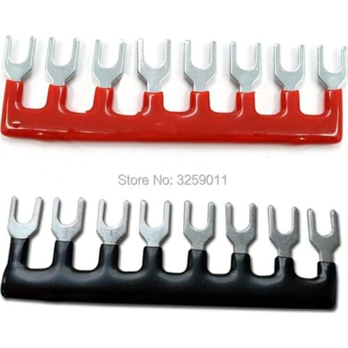 20PCS TB1508 TBD-15A 8 Positions 15A Wire Connector Pre Insulated Fork Type Barrier Spades Terminal Strip Jumper Block red black