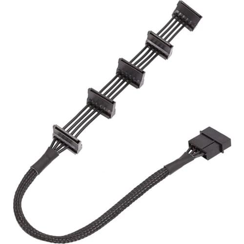 4 Pcs Practical Durable PC Server 4 Pins IDE for Molex 1 to 5 SATA Power Cable Adapter Splitter Cables 18AWG