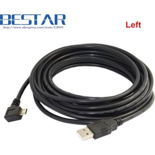 5m Left Angle & Right Angled 90 Degree Micro USB 2.0 5 pin Male to USB 2.0 Data Charge Cable 5 meters for Tablet