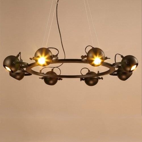 6/8 Heads Loft Art Black Hat Wrought Iron Resturant Pendant Light Industrial Livingroom Led Light Fixtures Free Shipping