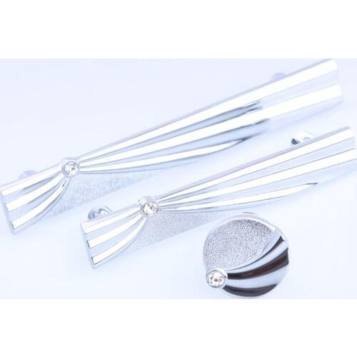 96mm 128mm fashion deluxe Rhinestones wine cabinet wardrobe door handles Silver glass diamond cupboard drawer knobs pulls 5"