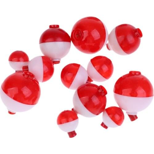 ABS High Hardness Lot 12Pcs Fishing Bobber Snap-on Round Push Button Fishing Float Set Tackle