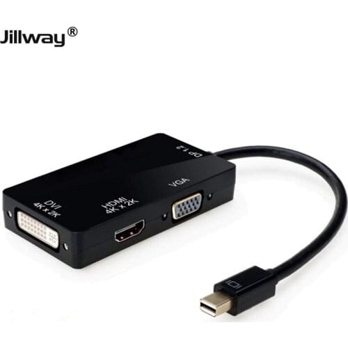 Jillway Mini DisplayPort to HDMI VGA DVI Adapter 4K DP 3 in 1 Connector Video Display Converter For PC Projector Laptop HDTV