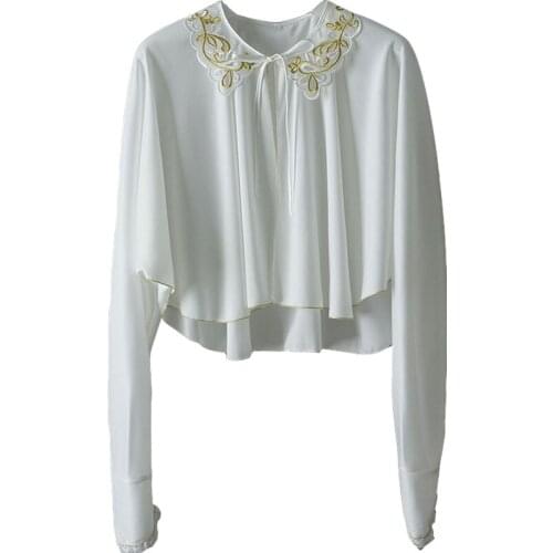 White Layers For Women Capas Collar With Cutout Embroidery Female Poncho Women Summer Loose Cloak Cape Sun Protection Shawl
