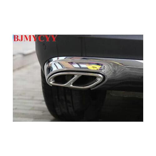 BJMYCYY Stainless steel Exhause air filter 2 to 4 Cover Car Accessories For Mercedes Benz C-Class Sedan W205 C200 C180 2015 2016