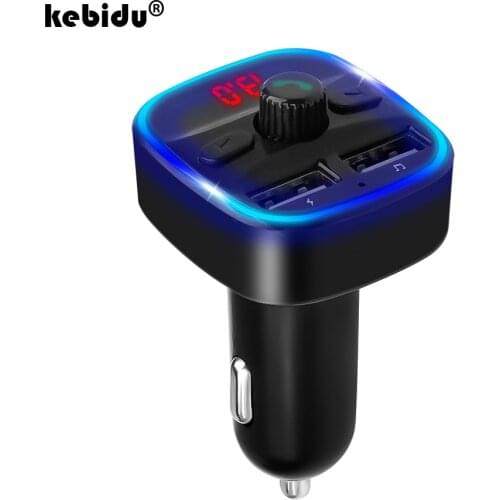 Kebidu Bluetooth FM Transmitter Car Charger Wireless Radio Adapter Car Kit Dual USB Charging MP3 Player Support TF Card USB Disk