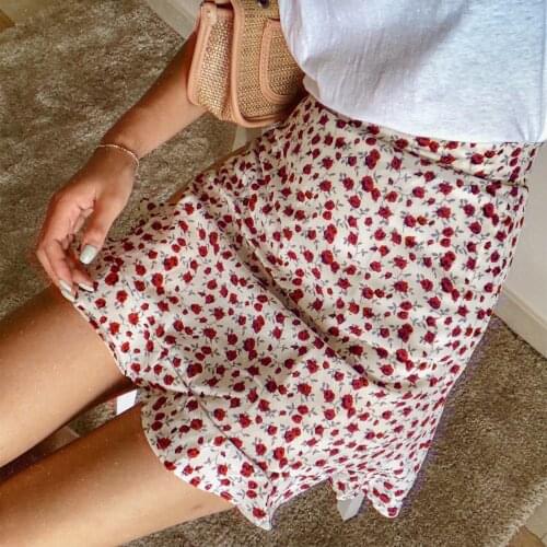 MRMT 2021 Brand Womens Short Skirt Lotus Leaf Side Chiffon Short Skirt for Female A-shaped Skirt High-waist Half-length Skirt