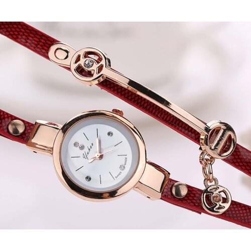 Quartz Movement And Battery Wrist Watch Multi-layer Thin PU Leather Bracelet Strap Decorative for Women High Quality Accurate