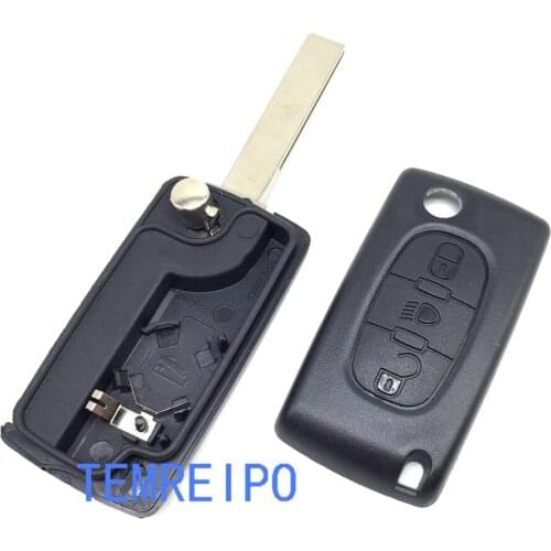 3 Button Flip Remote Key case Shell With Battery Clamp HU83 Blade Light Button For Peugeot