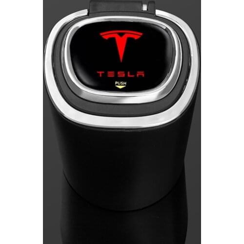 For Tesla Model 3 Model X Model S Model Y Tesla car Accessories 3D logo car ashtray with LED light car logo Metal Liner For