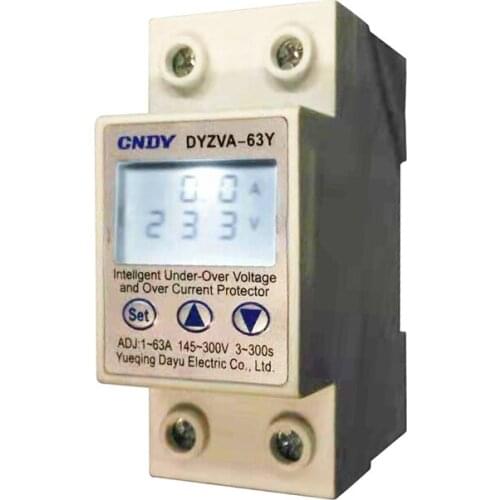 PV solar home universal over voltage protector din over voltage and under voltage protection device 1-63A 145-300V adjustable