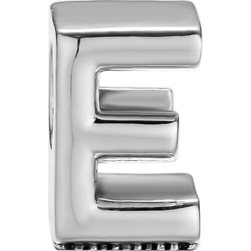 Guarantee 925 Sterling Silver Letter E Charms Alphabet Beads Fits Pandora Bracelet trinket Jewelry for Women Men DIY Making