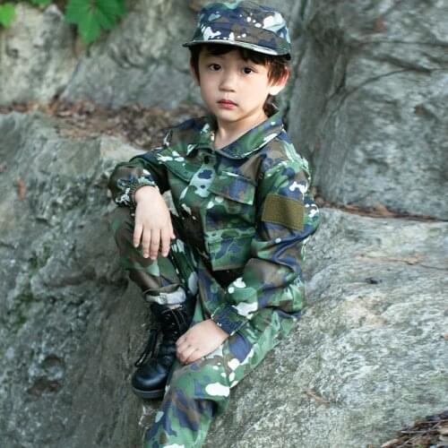 Kids Military Tactical Training Uniform Set Children Jungle Camouflage Top Pants Men Special Forces Combat Outdoor Costume