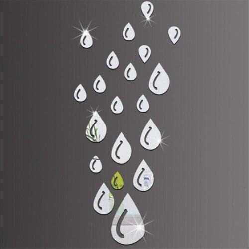 Creative Acrylic Mirror Wall Sticker Self Adhesive Sticker Personality Raindrop Wall Sticker For Bathroom Glass Home Decor
