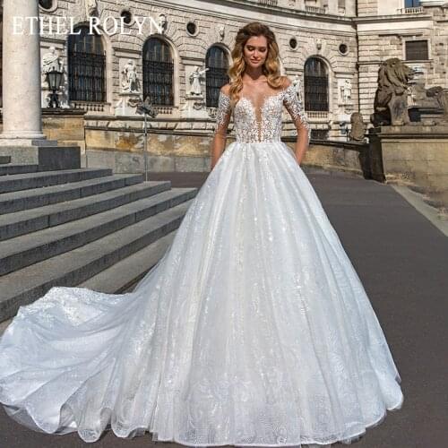 ETHEL ROLYN Sexy Sweetheart Full Sleeve Lace Princess Wedding Dress Beading Appliques A-Line Bridal Dress Luxury Wedding Gowns
