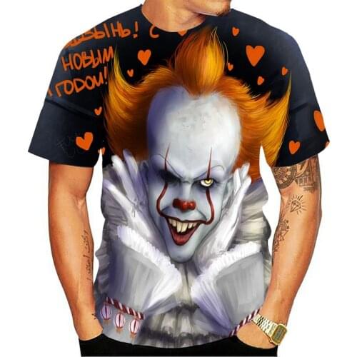 Summer funny graphic t-shirt 3D clown print t-shirts Harajuku shirt cartoon T shirt Round neck T-shirts Men clothes tops XXS-6XL
