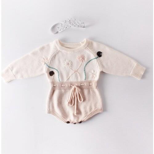 Ins Hot Sale Kids Girls Long Sleeve Knit Romper