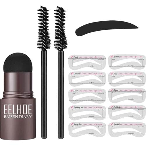 Brow Stamp Shaping Kit Eyebrow Shaping Makeup Set Long Lasting Brow Powder Eyebrow Pen Brushes with Eyebrow Template