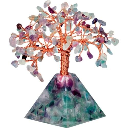 TUMBEELLUWA Natural Crystal Tree Pyramid Base Bonsai Money Tree for Wealth Luck Healing Reiki Home Decoration