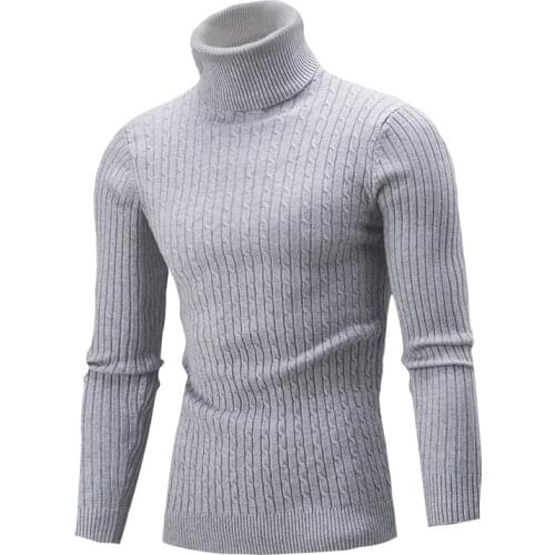 2020 New Men Knitted Acrylic Turtleneck Sweater Autumn Winter Solid Color Thick Warm Sweaters Fashion Wild Casual Wool Pullovers