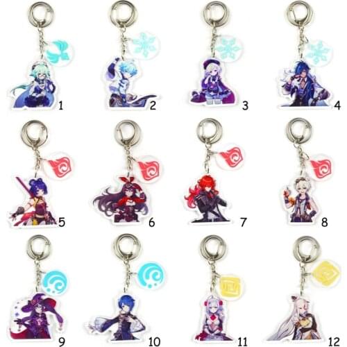 New Game Genshin Impact Venti Paimon Player Diluc Klee Keqing Cute Acrylic Keyring Cartoon Keychain Toy Bag Pendant Gift