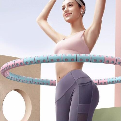 6 Sections Detachable Stainless Steel Hoop Women Body Building Tool Weight Loss Yoga Circle Indoor Waist Fitness Equipment