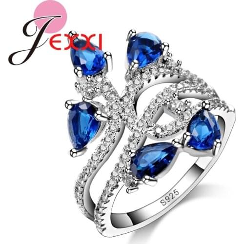 Fashion Wholesale Women Rings 925 Silver Ring With CZ Cubic Zircon Crystal Hollow Leaf Design Party Jewelry Fast Shipping
