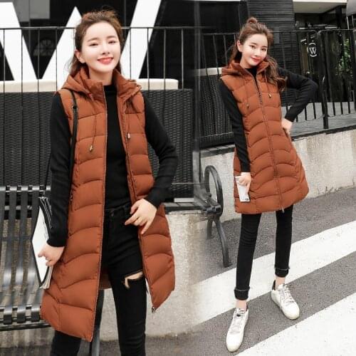 Brieuces Autumn Winter Vest Women Waistcoat 2020 Female Sleeveless Jacket Hood Warm Long Vest Outwear Colete Feminino Plus Size