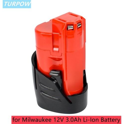 Turpow 12V 3.0Ah Rechargeable Battery for Milwaukee M12 XC Cordless Tools 48-11-2402 48-11-2411 batteries 48-11-2401 MIL-12A-LI