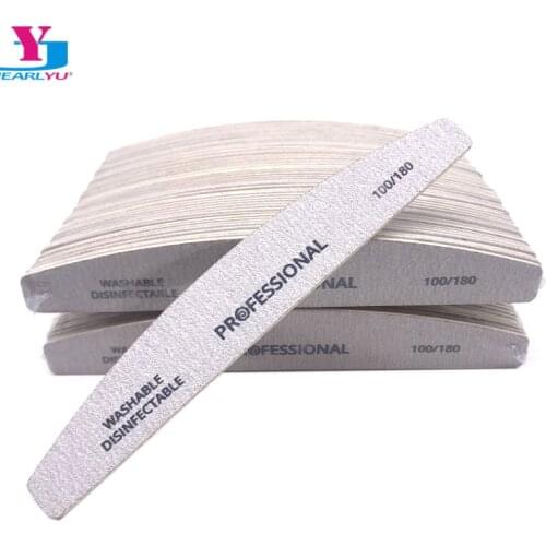 100Pcs/lot Manicure Nail File Grit 100/180 Washable Limes All UV Gel Sandpaper DIY Tool Moon Beauty Polish vernis semi permanant