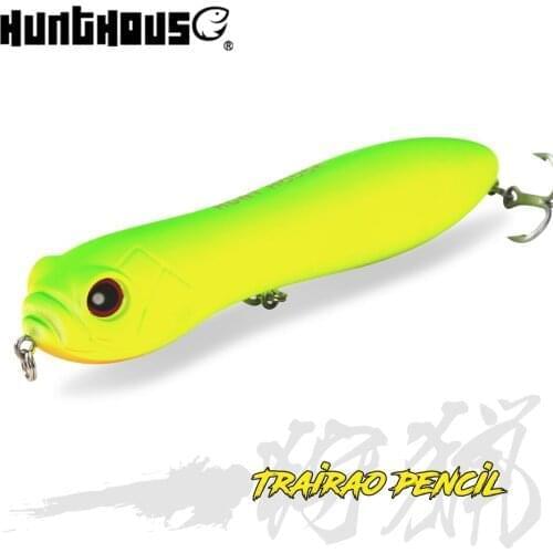 Hunthouse trairao pencil lure snake head loud sound pencil lure floating 80mm 32g Strong Treble Hooks for pike lure lw127