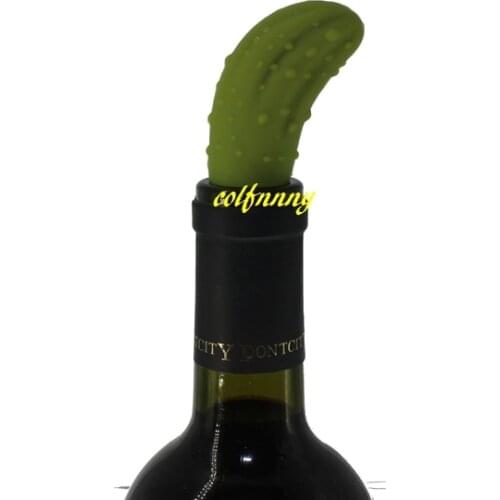 100pcs/lot Silicone Wine Stoppers Beverage Bottle Stoppers Cucumber Shape Wine Cork Accessories Home Kitchen Keep Fresh Tools