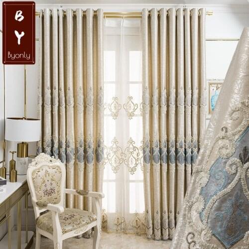 European Style Light Luxury Embroidered Curtain Cloth Villa Floor-to-ceiling Window Curtains for Living Dining Room Bedroom