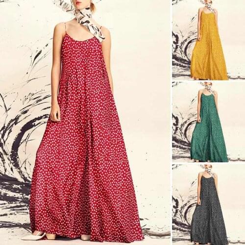 Suspender Long Maxi Dresses Bohemian Casual Dress Womens Spring Sundress VONDA Loose Print Dresses Party Holiday Robe S