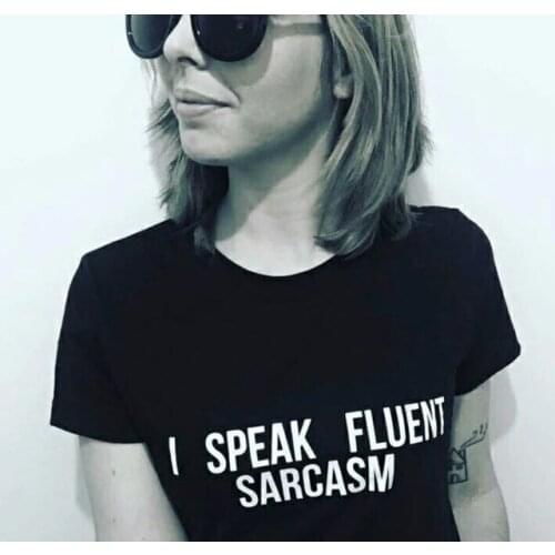 I SPEAK FLUENT SARCASM Women Summer Top Letters Print T Shirt Casual Short Sleeve Tops Tees Outfits Camiseta