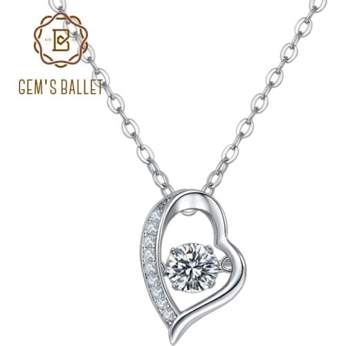 GEMS BALLET Moissanite Diamond Heart Pendant Necklace For Women 925 Sterling Silver Moissanite Jewelry 5.0mm D Color 0.5Ct