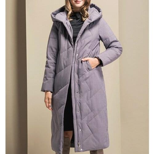 Winter Polyester Womens Down Jacket Hooded Long Sleeve Cardigan Zipper Pockets Blue Wine Red Solid Vogue Casual Down Jacket