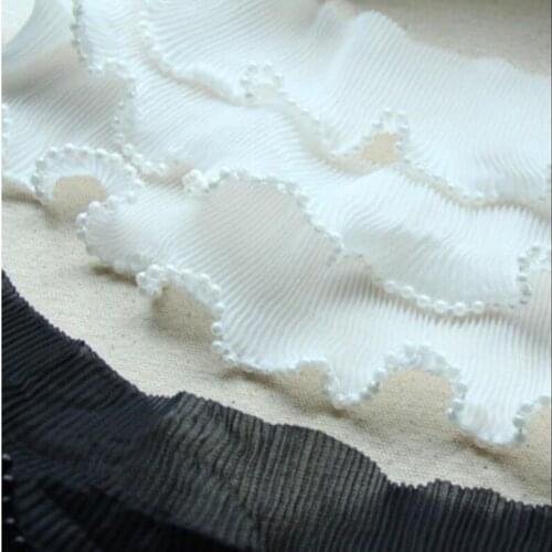 1M Pleated Tulle Beaded Lace Fabric Width 5.5cm Lace Trim Ribbon Guipure Craft Supplies Sewing Accessories encajes dentelle LT3