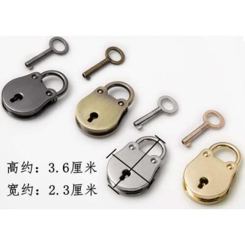 100PCS Hot Vintage Padlock Old Style Lock Notebook Luggage Antique Bronze Plated Padlock With Key Suitcase Locks Hardware SN707