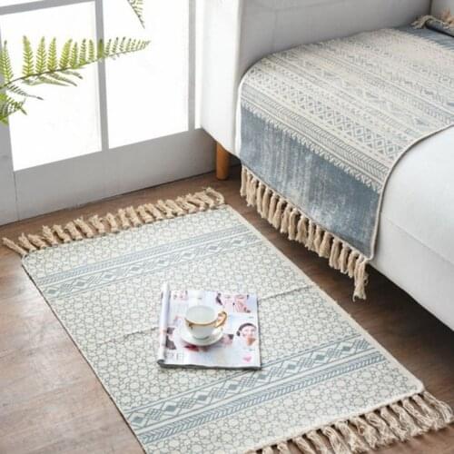 12 Styles Cotton Soft Tassel Home Carpets Living Room Bedroom Decorate Home Carpet Floor Door Mats Nordic Cotton Linen Area Mats