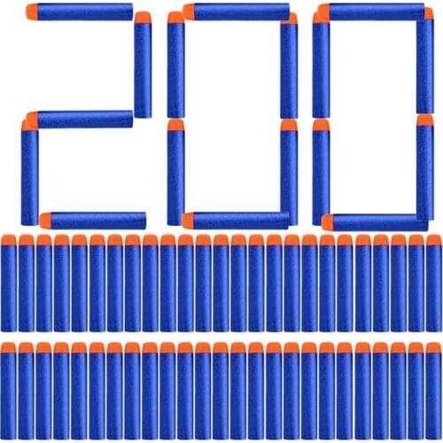 200pcs Blue Solid Round Head Bullets 7.2cm For Nerf Series Blasters Refill Darts Kids Toy Gun Accessories