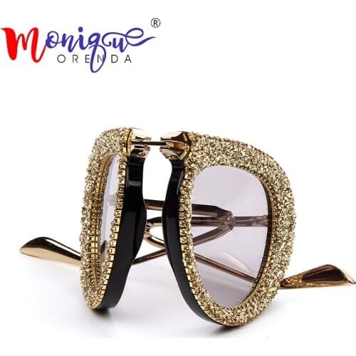 2019 Folding Portable Style sunglasses women Luxury Brand pilot sunglasses luxury Rhinestone Vintage Men sun glasses oculos