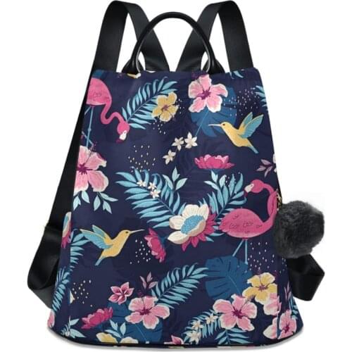 2021 New Fashion Womens Backpack Flower Printing Travel Shoulder Bag Girl Multifunctional Small School Backpack For Women