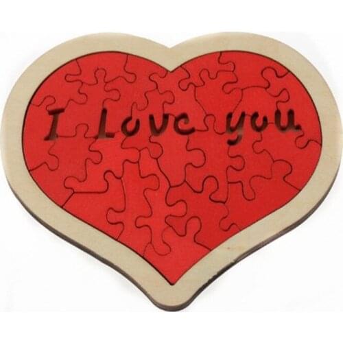 Wooden Love Heart Pattern Jigsaw Puzzle Set Children Development And Education Toys Wood Jigsaw Puzzles for Children Adults