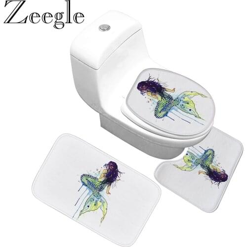 3Pcs Bath Mat Set Europe Style Toilet Cover Foot Pad Non-slip Absorbent Bathroom Carpet Mat Flannel Soft Bath Rug Toilet Carpet