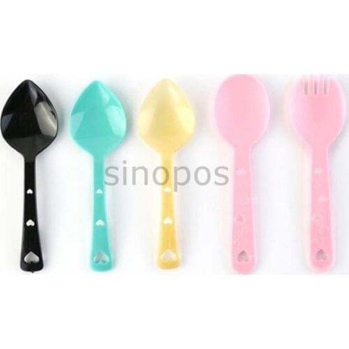 50pcs plastic mousse scoop, disposable heart shape cake spoons, sweet food/ ice cream spoon,fruit fork,Independent packing, SP01