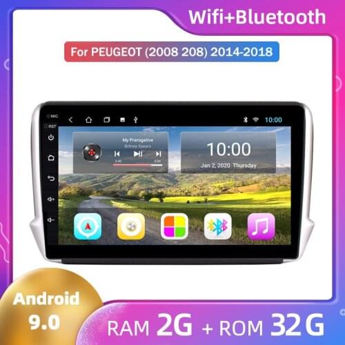 Android Car Multimedia GPS Navigator For 2014 2015 2016 2017 2018 Peugeot 208 2008 Car Radio Multimedia Player 2G+32G Android 9