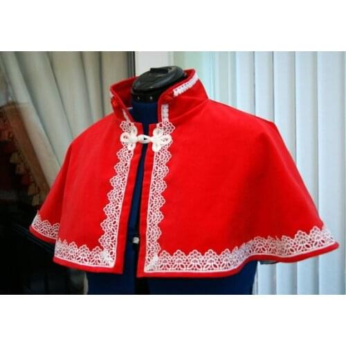 Steampunk Velvet Collar Capelet Xmas Red Velvet Cape capelet Victorian Steampunk Gothic red cape