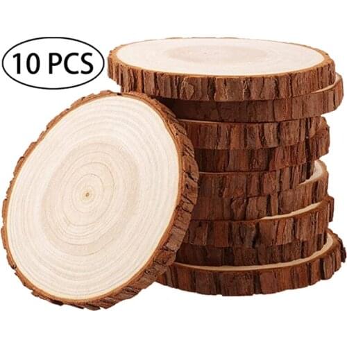 10 Pieces Wood Log Slices Unfinished Wooden Circles Without for DIY Crafts Wood Slices Centerpieces Decoration 12-13cm